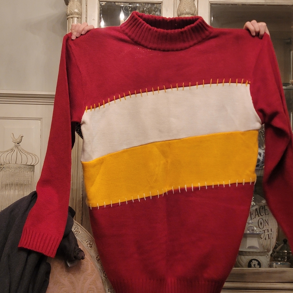 PJmark VINTAGE Vibrant Colorblock Turtleneck Sweater Large Classic Athletic